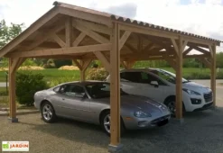 Carport Double En Bois Douglas Sans Couverture