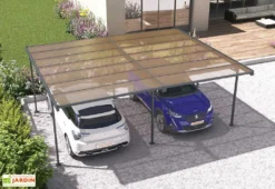 Carport Double En Aluminium Et Polycarbonate Mistral 30 M² -Refuge Jardin carport double aluminium polycarbonate mistral 30m