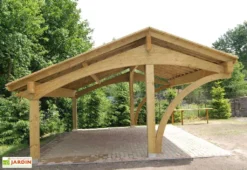 Carport 3 Voitures En Bois Traité Revelatio 3 - 49 M² -Refuge Jardin carport en bois revelatio triple 3 voitures arche