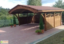 Carport Double En Épicéa Traité Et Lamellé Collé 609x605x339cm Nevada