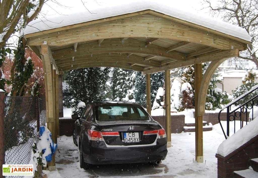 Carport En Épicéa Traité Et Lamellé Collé 361x606x299cm Nevada 2 Carport En Épicéa Traité Et Lamellé Collé 361x606x299cm Nevada – Image 2