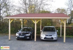 Carport Monopente En Bois D’Épicéa Traité 22 M²