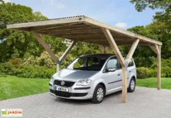 Carport Simple En Bois De Pin Traité Et PVC – 18,5 M²