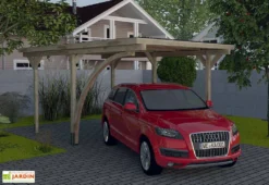 Carport Simple En Bois De Pin Traité Et PVC Avec Arc 606 A T1 - 15 M²