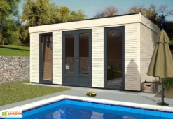 Chalet En Bois Habitable Isolé 90 Mm Double Vitrage Toit Plat 15 M² -Refuge Jardin chalet en bois 15m2 habitable 1