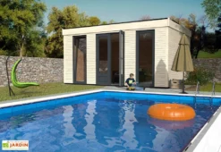 Chalet En Bois Habitable Isolé 90 Mm Double Vitrage Toit Plat 15 M² -Refuge Jardin chalet en bois 15m2 habitable 2