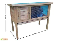 Clapier En Bois FSC Pinou (92x45x70) -Refuge Jardin clapier bois abri lapin pinou 37x84cm