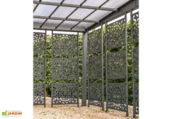 Carport En Aluminium Et Polycarbonate + 5 Brise-Vues Libeccio 16 M² -Refuge Jardin claustras carport aluminium polycarbonate libeccio 16m