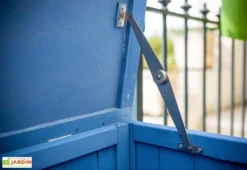 Coffre De Rangement En Bois Lasuré Bleu 127 X 55 Cm -Refuge Jardin coffre jardin bois lasure bleu 127 x 55 cm 1