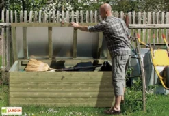 Coffre De Jardin En Bois De Pin Traité Et Tôle Galvanisée 78 X 188 Cm