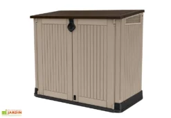 Coffre De Rangement Extérieur En Résine 880 L Avec Couvercle Sur Vérins