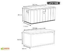 Coffre De Rangement En Lifetime En PEHD Imitation Bois 570 L -Refuge Jardin coffre rangement jardin lifetime pehd imitation bois 570l 11