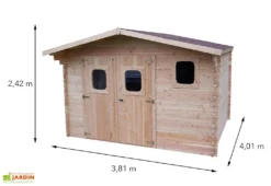 Abri De Jardin En Bois Douglas 28 Mm – 15,28 M² : 4,01 X 3,81 M -Refuge Jardin dimensions abri bois douglas 28mm 15m2 dommar habrita