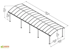 Carport Arcadia 10,7 X 3,59 M Gris | Palram - Canopia -Refuge Jardin dimensions carport arcadia 11m palram canopia