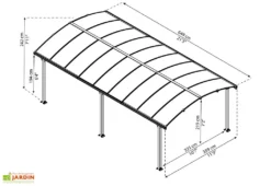 Carport Arcadia 6,49 X 3,59 M Gris | Palram - Canopia -Refuge Jardin dimensions carport arcadia 7m palram canopia