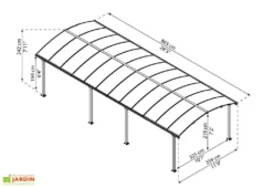 Carport Arcadia 8,63 X 3,59 M Gris | Palram - Canopia 8 Carport Arcadia 8,63 X 3,59 M Gris | Palram - Canopia -Refuge Jardin dimensions carport arcadia 9m palram canopia