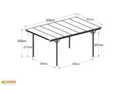 Carport Autoportant En Aluminium Et Polycarbonate 15 M² – Lola 7 Carport Autoportant En Aluminium Et Polycarbonate 15 M² – Lola -Refuge Jardin dimensions carport lola forest style