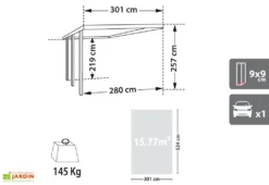 Carport En Bois Adossé Henri 14,9 M² -Refuge Jardin dimensions infos carport bois gus
