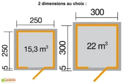 Bungalow Design Avellino (250x250cm) 45 Mm -Refuge Jardin dimensions quadro2 1