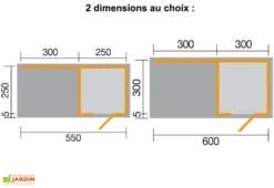 Bungalow Design Avellino (550x250cm) 45 Mm -Refuge Jardin dimensions quadro 1