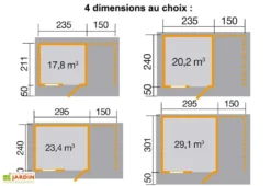 Abri De Jardin Bois Schongau (235+150x211cm) 28mm -Refuge Jardin dimensions schongau 1