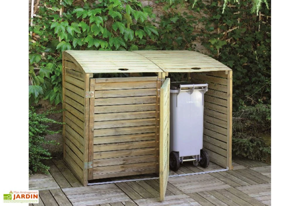 Cache Poubelle Double En Bois Traité Dioica 3 Cache Poubelle Double En Bois Traité Dioica – Image 3