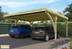 Carport En Bois De Pin Traité Autoclave 30,9 M² - Double Victor Modern