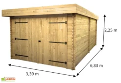 Garage En Bois D’Épicéa Brut 21 M² -Refuge Jardin garage bois epicea brut 21 m 2