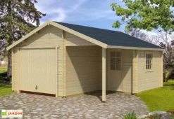 Garage En Bois D’épicéa Brut + Remise Nevis - 27,5 M²