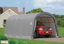 Abri Voiture En Toile : Polyéthylène Gris 610 X 370 Cm – 22,57 M² -Refuge Jardin garage souple gris shelter logic sl62780