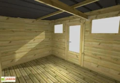 Abri De Jardin En Bois De Pin Traité Avec Auvent Et Plancher – 20,5 M² -Refuge Jardin interieur abri jardin avec plancher