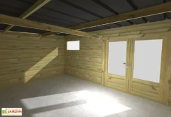 Abri De Jardin En Bois De Pin Traité Et Toiture Bac Acier – 17,64 M² -Refuge Jardin interieur abri jardin double porte vitree