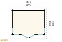Abri De Jardin Moderne En Bois D’épicéa Brut Alex – 11,31 M² -Refuge Jardin plan dimensions abri jardin alex