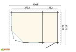 Abri De Jardin En Bois D’épicéa Brut Cassandra – 14,45 M² -Refuge Jardin plan dimensions cabanon jardin cassandra