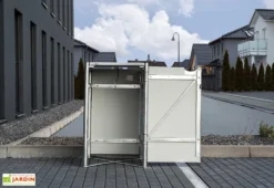 Cache-poubelle Simple En Acier Et Composite Aluminium 60 X 63 X 115 Cm -Refuge Jardin poubelle exterieure ouverte acier composite aluminium noir