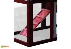 Poulailler En Bois Bicolore Standard 2-3 Poules (150 X 60 X 90 Cm) -Refuge Jardin poulailler bois rouge blanc trois poules 3 1