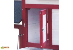 Poulailler En Bois Bicolore Standard 2-3 Poules (150 X 60 X 90 Cm) -Refuge Jardin poulailler bois rouge blanc trois poules 7 1