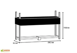 Bûcher En Acier Inoxydable + Bâche En Polyester 240 X 36 X 118 Cm -Refuge Jardin schema bucher acier