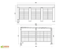 Carport Double En Acier Galvanisé Pompei – 29 M² -Refuge Jardin schema carport double acier galvanise pompei