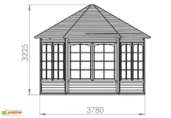 Pavillon De Jardin En Bois D'épicéa Brut Anna – 12,36 M² -Refuge Jardin schema dimensions pavillon jardin anna 1