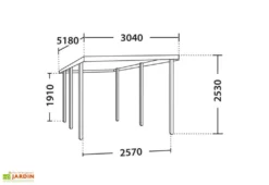 Carport En Bois Braité 1 Voiture 13,3 M² - Louison -Refuge Jardin schema plan carport